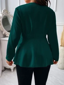 Celure Blusa de cuello profundo con nudo delantero - Verde Oscuro - Ver 2