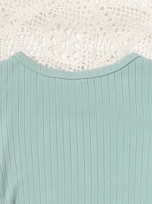 Chicas Vestido ajustado tejido de canalé - verde menta - Ver 4