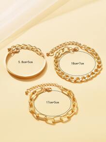3 piezas Pulsera de cadena minimalista - Amarillo Oro - Ver 3