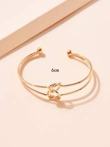 打結細節開口手鐲 - 金黃色 - 查看 3