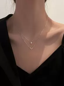 Rhinestone Decor Layered Necklace