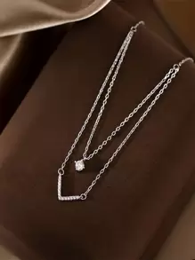 Rhinestone Decor Layered Necklace