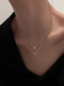 Rhinestone Decor Layered Necklace