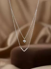 Rhinestone Decor Layered Necklace