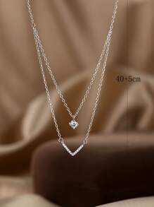 Rhinestone Decor Layered Necklace