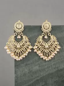 1對迷人的鋅合金仿珍珠掛墜耳環,女性適用於日常裝飾