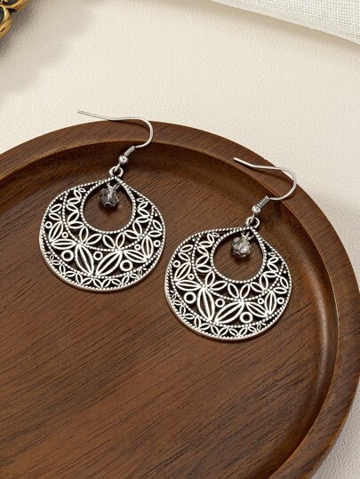 鏤空圓形裝飾耳墜