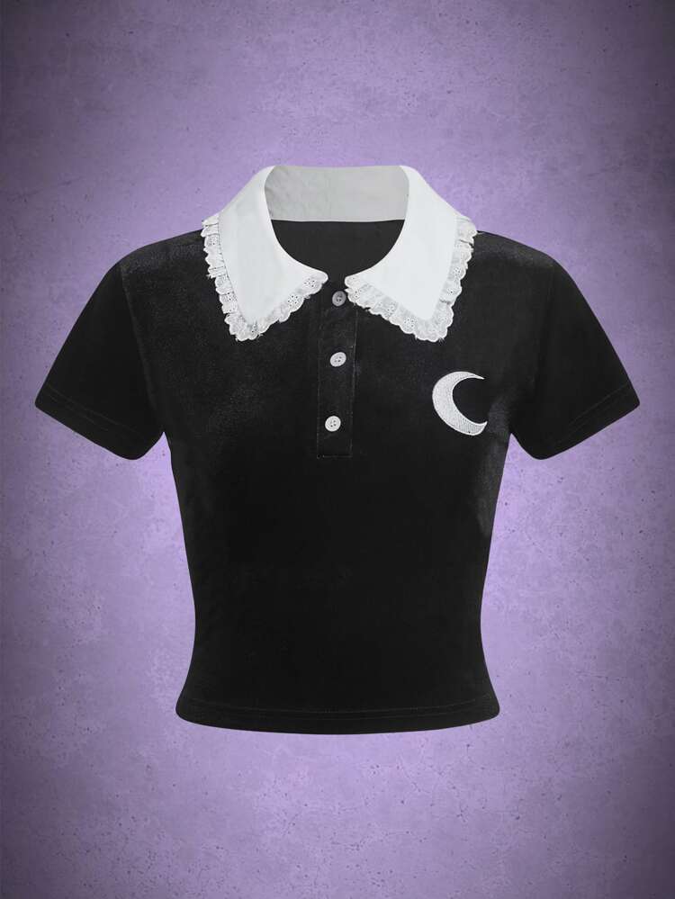 Moon Embroidery Shirt