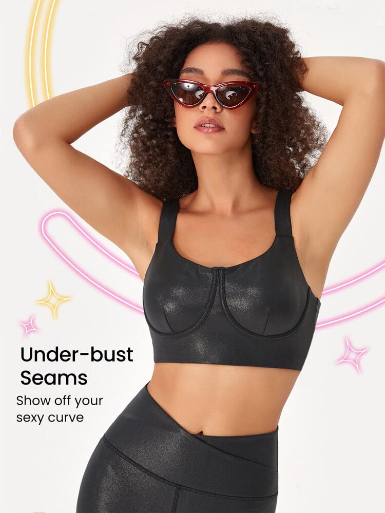 Foiled Leather Effect Bustier Bra