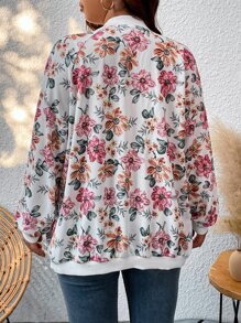 SHEIN LUNE Plus Floral Print Bomber Jacket - Multicolor - View 2