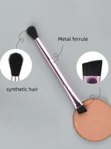 1入組眼影暈染刷二合一眼影刷2入組雙頭化妝刷遮瑕刷眼下小號軟硬尖頭粉底化妝刷用於混合眼影眼線 - 紫色 - 查看 7