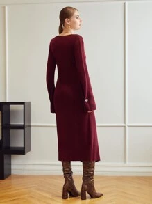 MOTF PREMIUM WRAP JUMPER DRESS WITHOUT BELT - Maroon - View 8