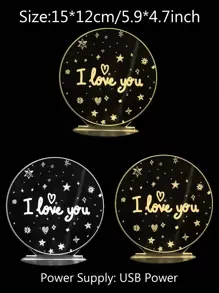 1 pieza Luz de la decoración con estampado de slogan - Amarillo - Ver 5