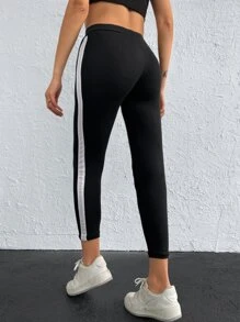 RueChic Contrast Side Leggings - Black - View 2