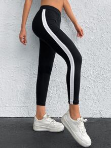 RueChic Contrast Side Leggings - Black - View 3