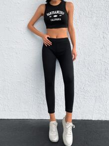 RueChic Contrast Side Leggings - Black - View 4