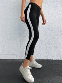 RueChic Contrast Side Leggings - Black - View 5