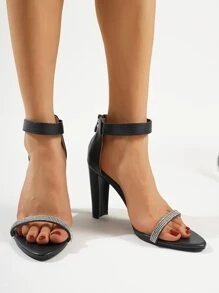 Xăng đan Cao gót Nữ Pha lê kim cương màu trơn Dây đeo mắt cá chân Hấp dẫn - màu đen - Xem 3