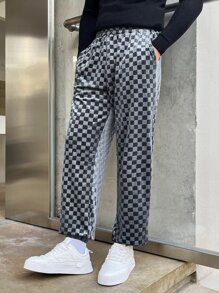 Manfinity Hypemode Men Checker Print Slant Pocket Joggers - Multicolor - View 2