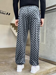 Manfinity Hypemode Men Checker Print Slant Pocket Joggers - Multicolor - View 3