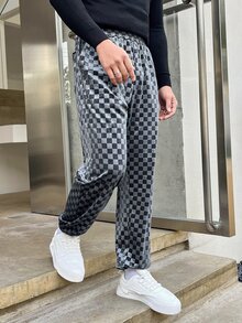 Manfinity Hypemode Men Checker Print Slant Pocket Joggers - Multicolor - View 6