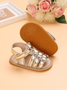 Baby Metallic Stitch Detail Ankle Strap Sandals - Gold - View 2