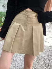 DAZY Solid Pleated Detail Skirt Fall,Winter
