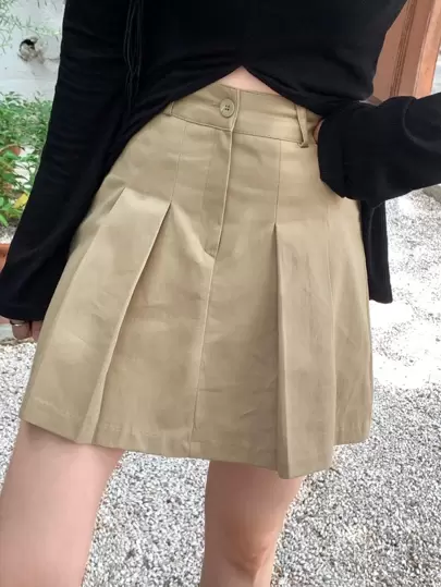 DAZY 纯色褶饰半身裙 秋冬