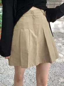 DAZY Solid Pleated Detail Skirt Fall,Winter