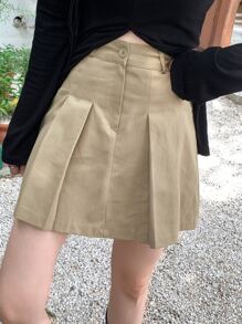 DAZY Solid Pleated Detail Skirt Fall,Winter