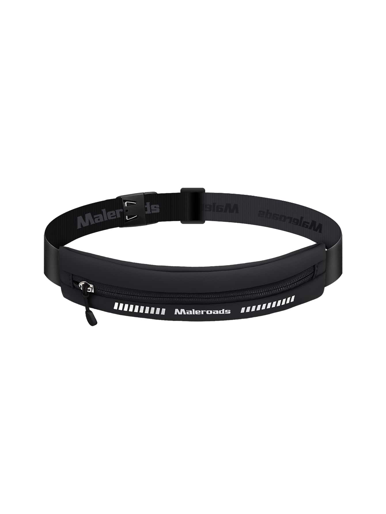 Zipper Detail Adjustable Running Belt Bag For Men & Women, Runner Fanny Pack - Black - View 1