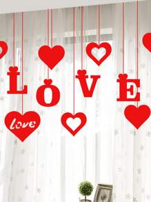 1set Heart & Letter Design Wall Hanging - Red - View 1