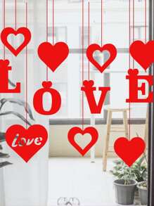 1set Heart & Letter Design Wall Hanging - Red - View 3