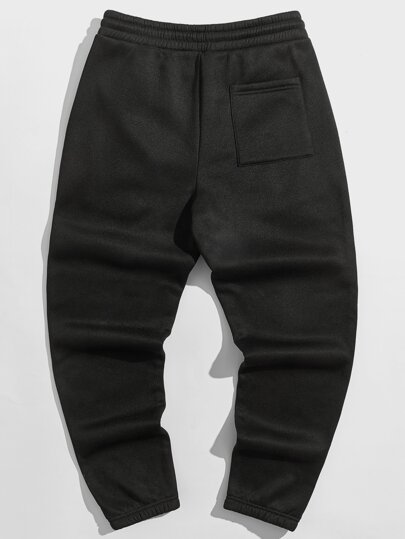 Guys Letter Graphic Drawstring Waist Thermal Sweatpants