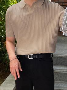 DAZY Hombres Top tejido de canalé - Albaricoque - Ver 2