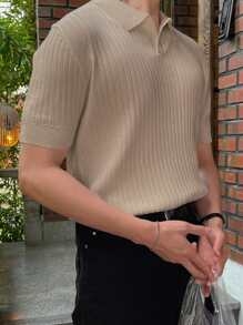 DAZY Hombres Top tejido de canalé - Albaricoque - Ver 4