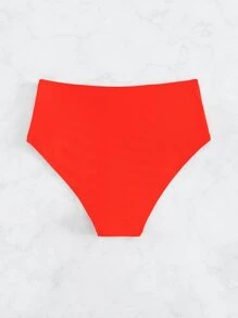 夏季纯色 V 形环高腰比基尼泳裤 - 橘色 - 查看 2