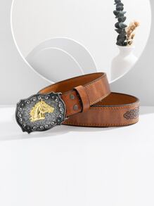 Hombres Cinturón caballo - Marrón - Ver 2