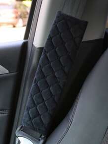 1pc Car Quilted Seat Belt Cover - Black - View 2