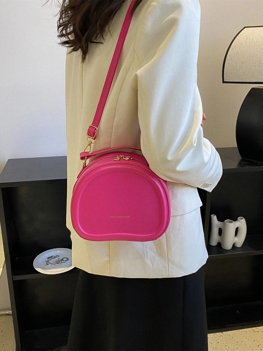 迷你螢光紅字母圖案貝殼包 - 粉色 - 查看 1