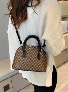 幾何樣式雙把手貝殼包 - 彩色 - 查看 1