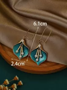 情人节仿珍珠装饰花朵耳坠 - 彩色 - 查看 6