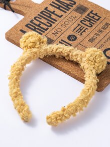 Cartoon Ear Decor Fuzzy Costume Headband - Yellow - View 1