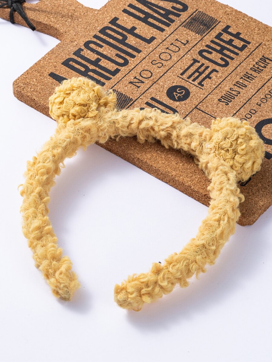 Cartoon Ear Decor Fuzzy Costume Headband - Yellow - View 1