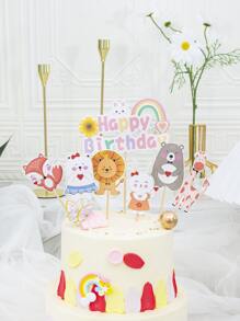 7 piezas Decoración de pastel con diseño de animal de dibujos animados