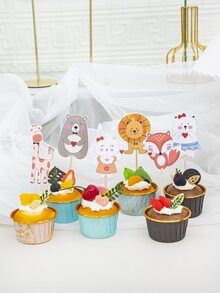 7 piezas Decoración de pastel con diseño de animal de dibujos animados