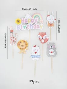 7 piezas Decoración de pastel con diseño de animal de dibujos animados