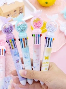 1支圓珠筆，按動蝴蝶頭開關顏色0.5毫米筆芯書寫流暢，可愛少女心圓珠筆