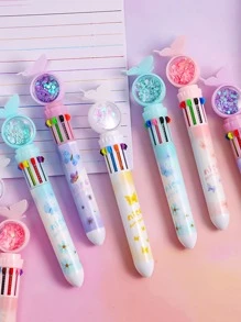 1支圓珠筆，按動蝴蝶頭開關顏色0.5毫米筆芯書寫流暢，可愛少女心圓珠筆