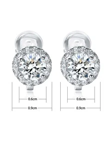 1對簇鑽閃亮耳環，簡約優雅風格；夾式設計適合沒有穿耳的女性（銅夾） - 白色 - 查看 5